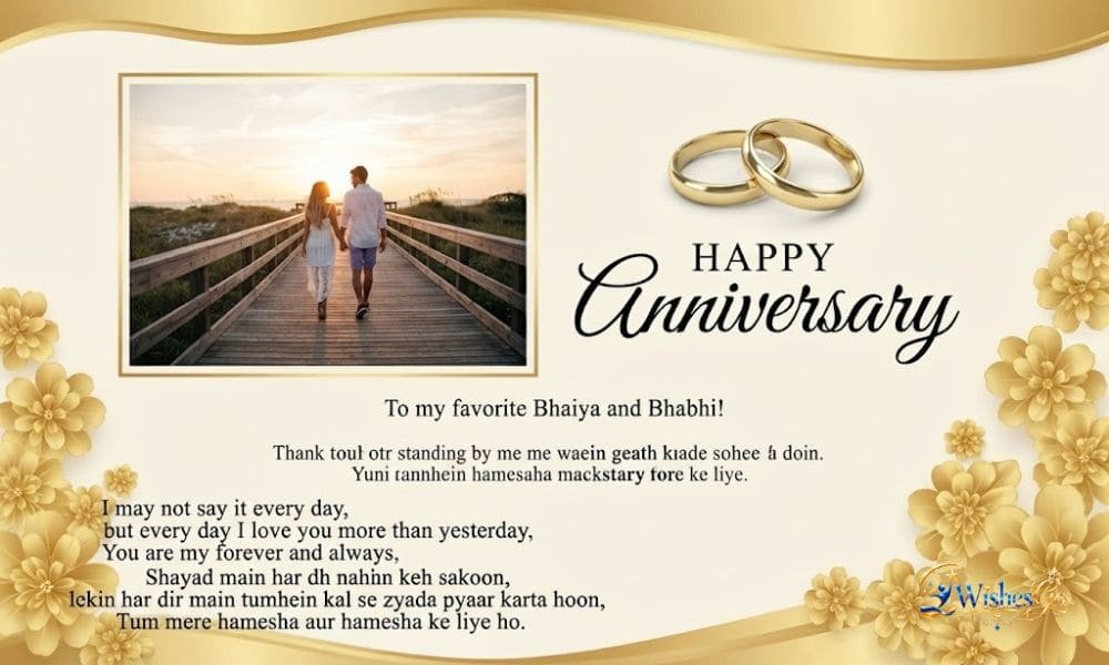 Anniversary Wishes for Bhaiya and Bhabhi